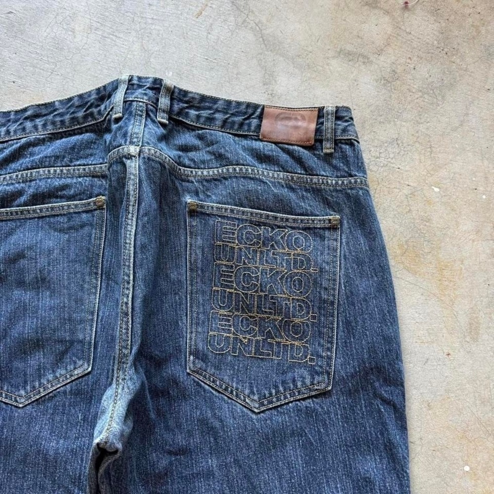 Baggy Ecko Unltd. Loose Wide Leg Denim Jeans Surf Summer Vintage Y2K 42x30 - Picture 3 of 7